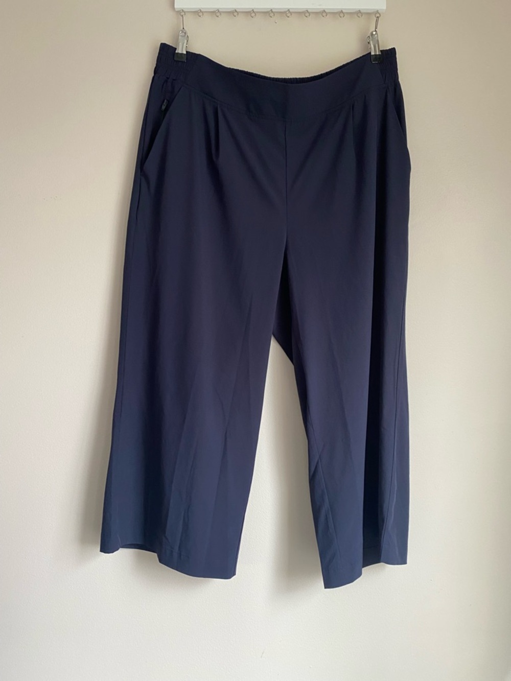Quince Wide Leg Pants Track Style Athleisure Pant Navy Blue XL